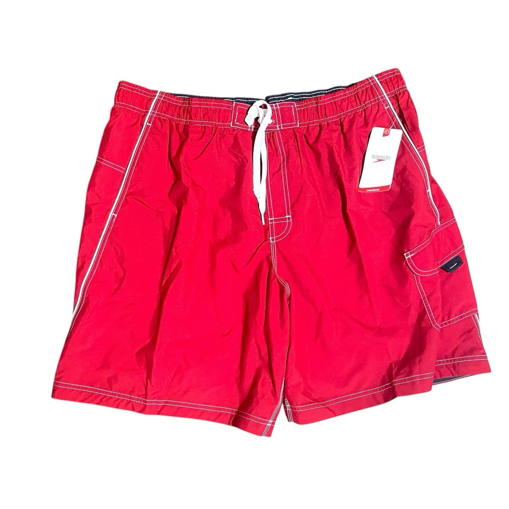 Speedo Mens Red Pepper Watershorts Swim Trunks Cargo Pockets XXL 7840111 NWT